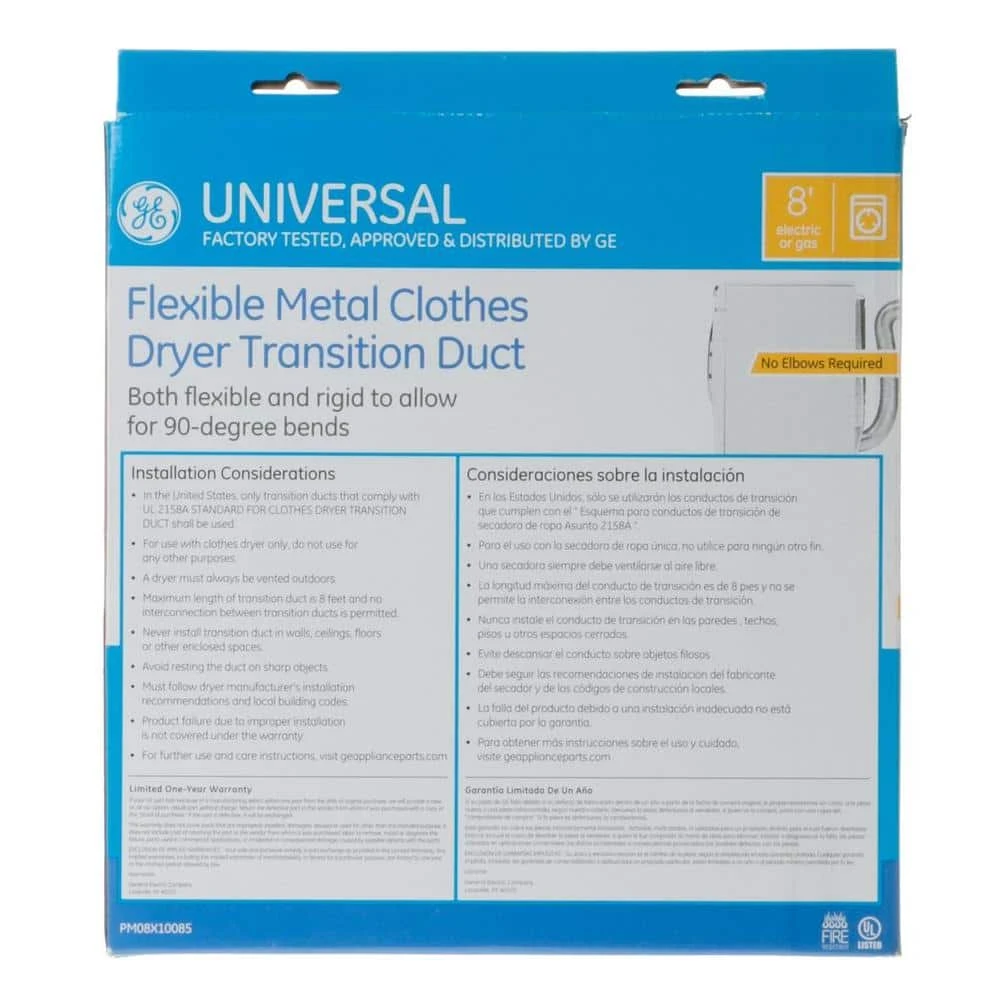 Flexible Metal Dryer Duct GE Flexible Metal Dryer Duct -Appliance Parts Pros Shop ge dryer parts pm08x10085ds c3 1000