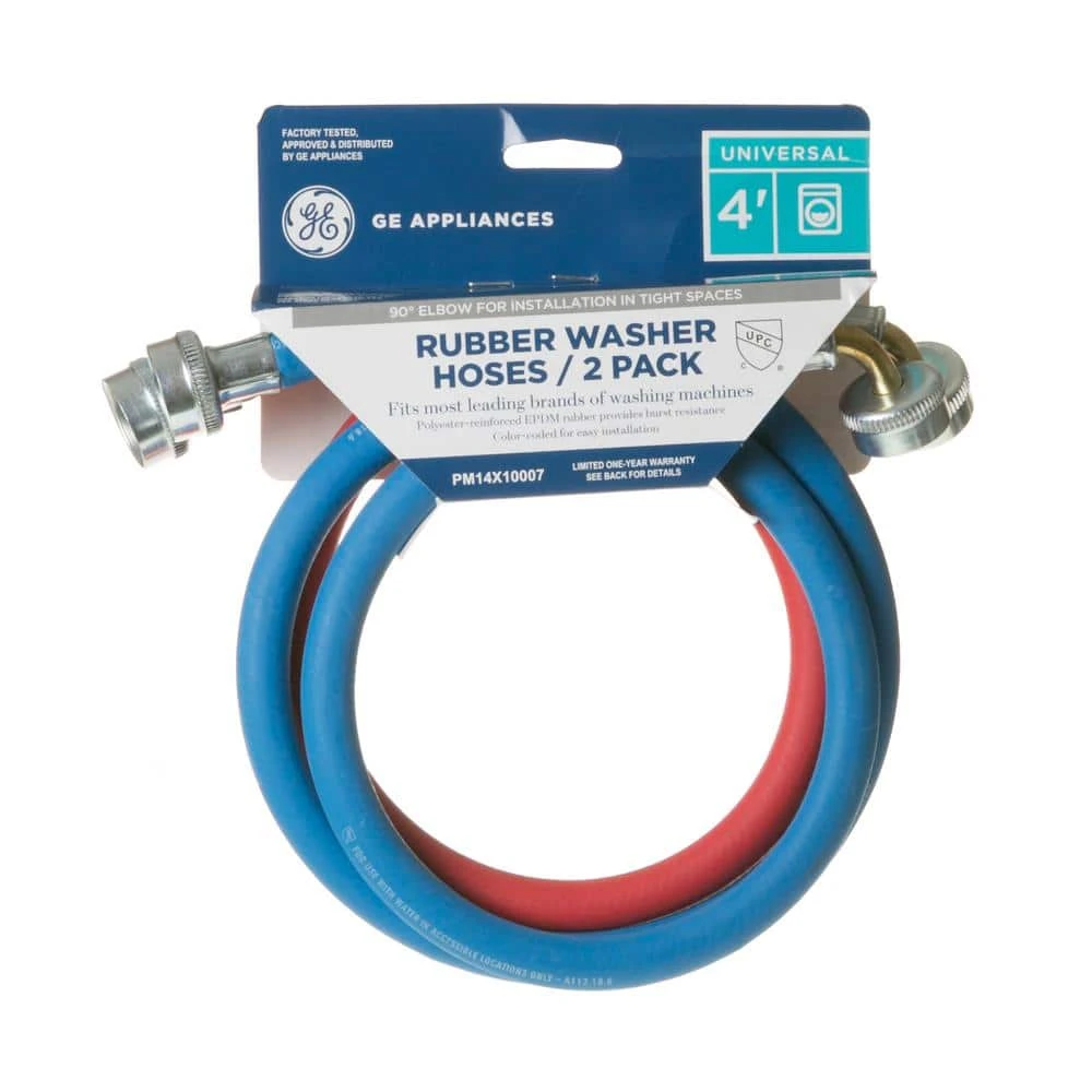 4 ft. Universal (1 Blue and 1 Red) Rubber Washer Hoses (2-Pack) GE 4 ft. Universal (1 Blue and 1 Red) Rubber Washer Hoses (2-Pack) -Appliance Parts Pros Shop ge washing machine parts pm14x10007 44 1000