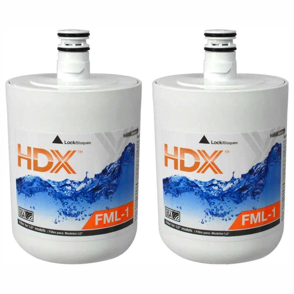 FML-1 Premium Refrigerator Water Filter Replacement Fits LG LT500P (2-Pack) HDX FML-1 Premium Refrigerator Water Filter Replacement Fits LG LT500P (2-Pack) -Appliance Parts Pros Shop hdx refrigerator water filters 107013 64 1000