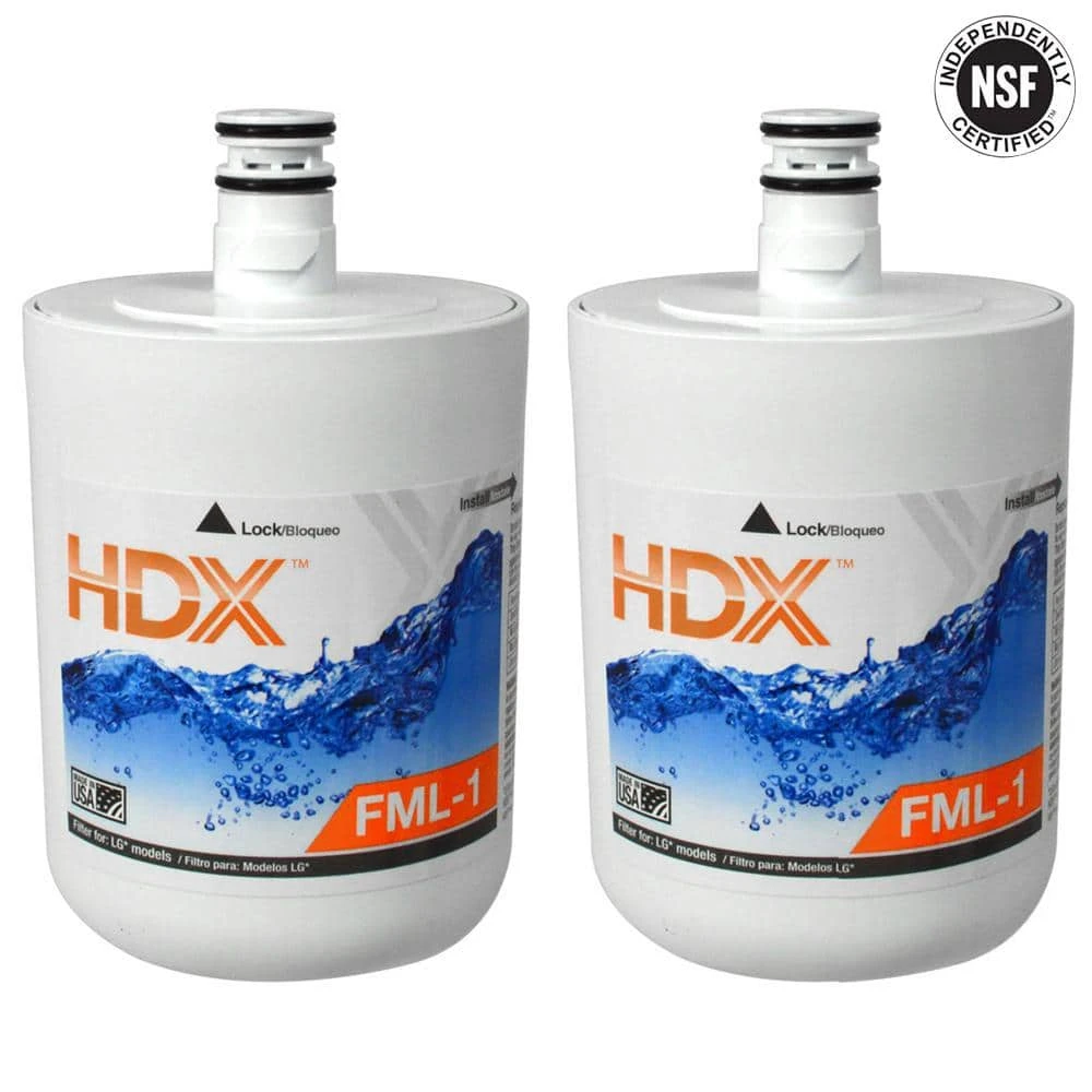 FML-1 Premium Refrigerator Water Filter Replacement Fits LG LT500P (2-Pack) HDX FML-1 Premium Refrigerator Water Filter Replacement Fits LG LT500P (2-Pack) -Appliance Parts Pros Shop hdx refrigerator water filters 107013 77 1000