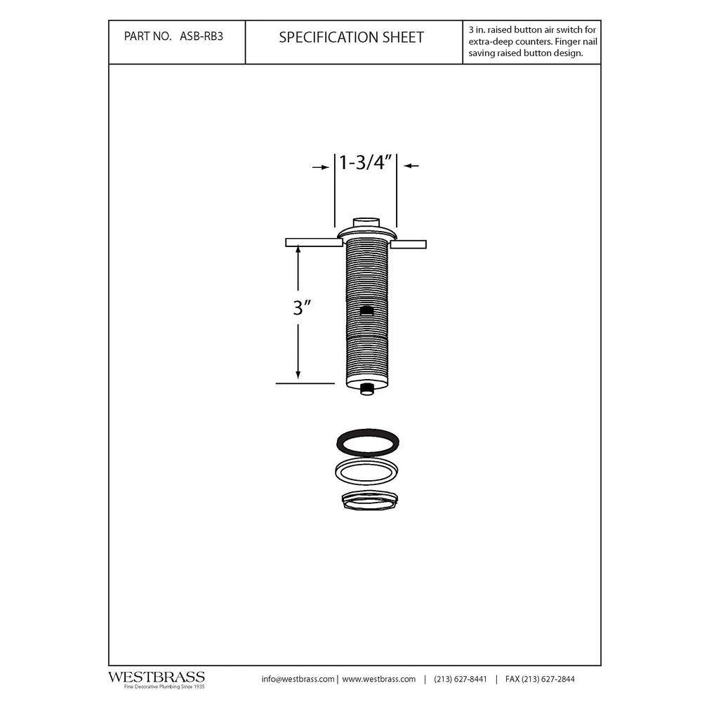 Replacement Raised Button Disposal Air Switch Trim in Matte Black Westbrass Replacement Raised Button Disposal Air Switch Trim in Matte Black -Appliance Parts Pros Shop matte black westbrass garbage disposal parts asb rb3 62 c3 1000