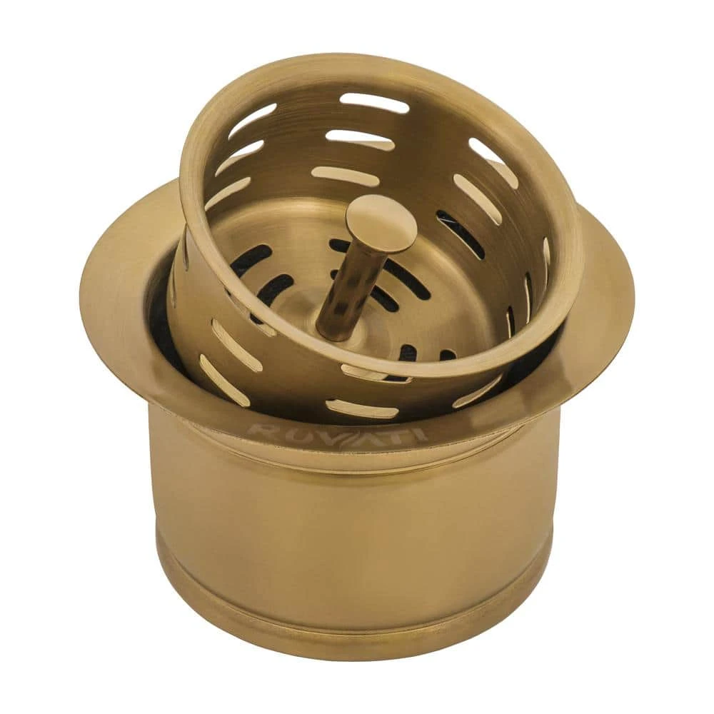 Extended Garbage Disposal Flange with Deep Basket Strainer Matte Gold Ruvati Extended Garbage Disposal Flange with Deep Basket Strainer Matte Gold -Appliance Parts Pros Shop matte gold satin brass finish ruvati garbage disposal parts rva1049gg 64 1000