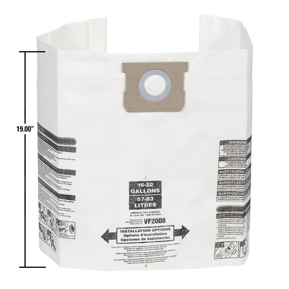 15 Gallon to 22 Gallon Dust Collection Bags for Shop-Vac Branded Wet/Dry Shop Vacuums (12-Pack) MULTI FIT 15 Gallon to 22 Gallon Dust Collection Bags for Shop-Vac Branded Wet/Dry Shop Vacuums (12-Pack) -Appliance Parts Pros Shop multi fit shop vacuum attachments vf2008b 77 1000