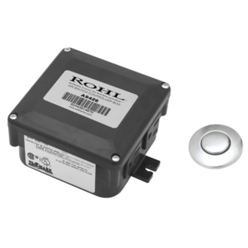 Air Activated Switch with Button and Control Box for Waste Disposal in Polished Chrome ROHL Air Activated Switch with Button and Control Box for Waste Disposal in Polished Chrome -Appliance Parts Pros Shop polished chrome rohl garbage disposal parts as450apc 64 1000