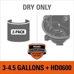 High-Efficiency Size C Dust Collection Bags for 3 to 4.5 Gallon and HD06001 RIDGID Wet/Dry Shop Vacuums (2-Pack) 15 High-Efficiency Size C Dust Collection Bags for 3 to 4.5 Gallon and HD06001 RIDGID Wet/Dry Shop Vacuums (2-Pack) -Appliance Parts Pros Shop ridgid shop vacuum attachments vf3501 31 1000