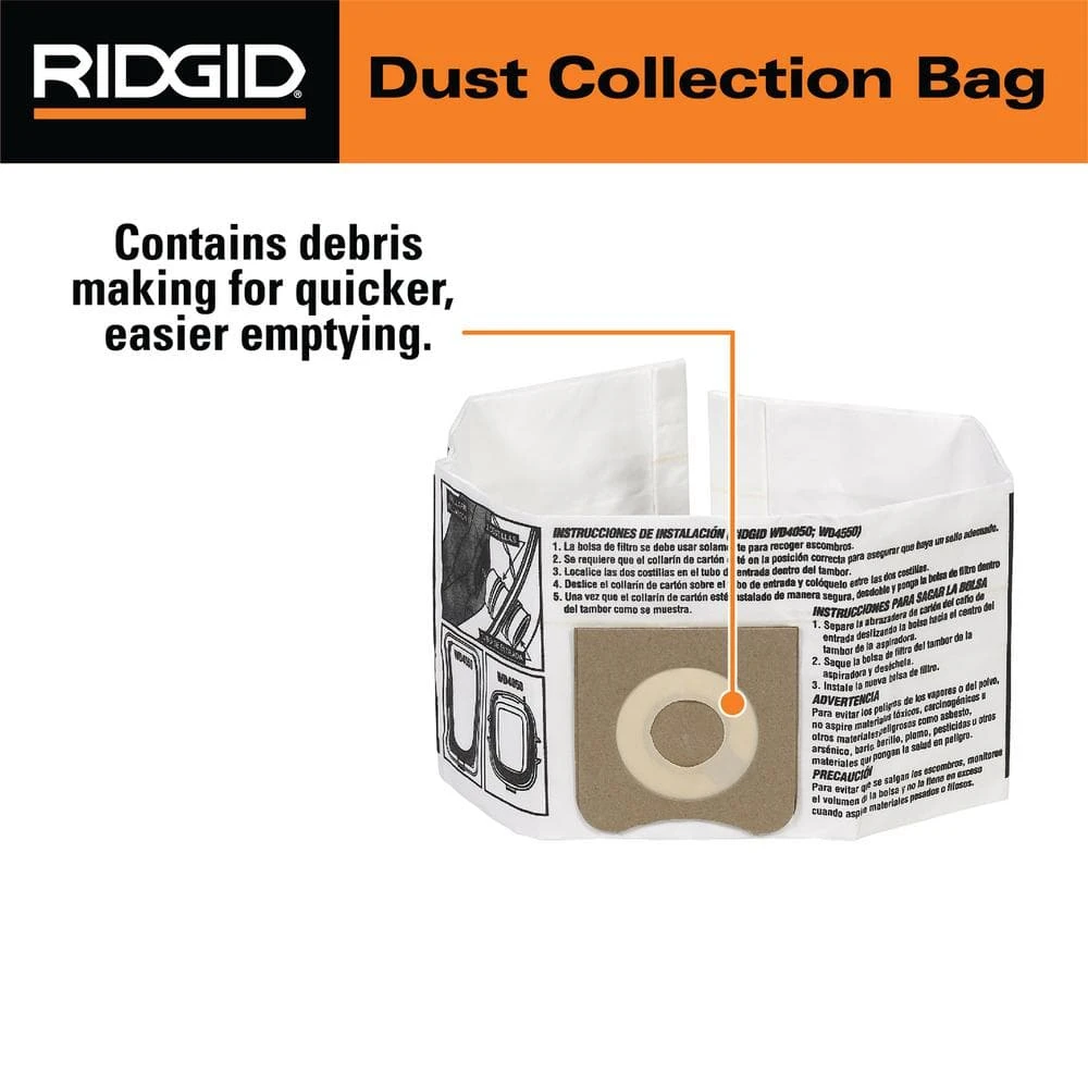 High-Efficiency Size C Dust Collection Bags for 3 to 4.5 Gallon and HD06001 RIDGID Wet/Dry Shop Vacuums (2-Pack) High-Efficiency Size C Dust Collection Bags for 3 to 4.5 Gallon and HD06001 RIDGID Wet/Dry Shop Vacuums (2-Pack) -Appliance Parts Pros Shop ridgid shop vacuum attachments vf3501 66 1000