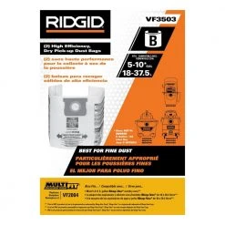 High-Eff. Size B Dust Collection Bags for 5-8 Gal. Shop-Vac Branded Vacs, 5-10 Gal. RIDGID Vacs, except HD0600 (2-Pack) 4 High-Eff. Size B Dust Collection Bags for 5-8 Gal. Shop-Vac Branded Vacs, 5-10 Gal. RIDGID Vacs, except HD0600 (2-Pack) -Appliance Parts Pros Shop ridgid shop vacuum attachments vf3503 40 1000