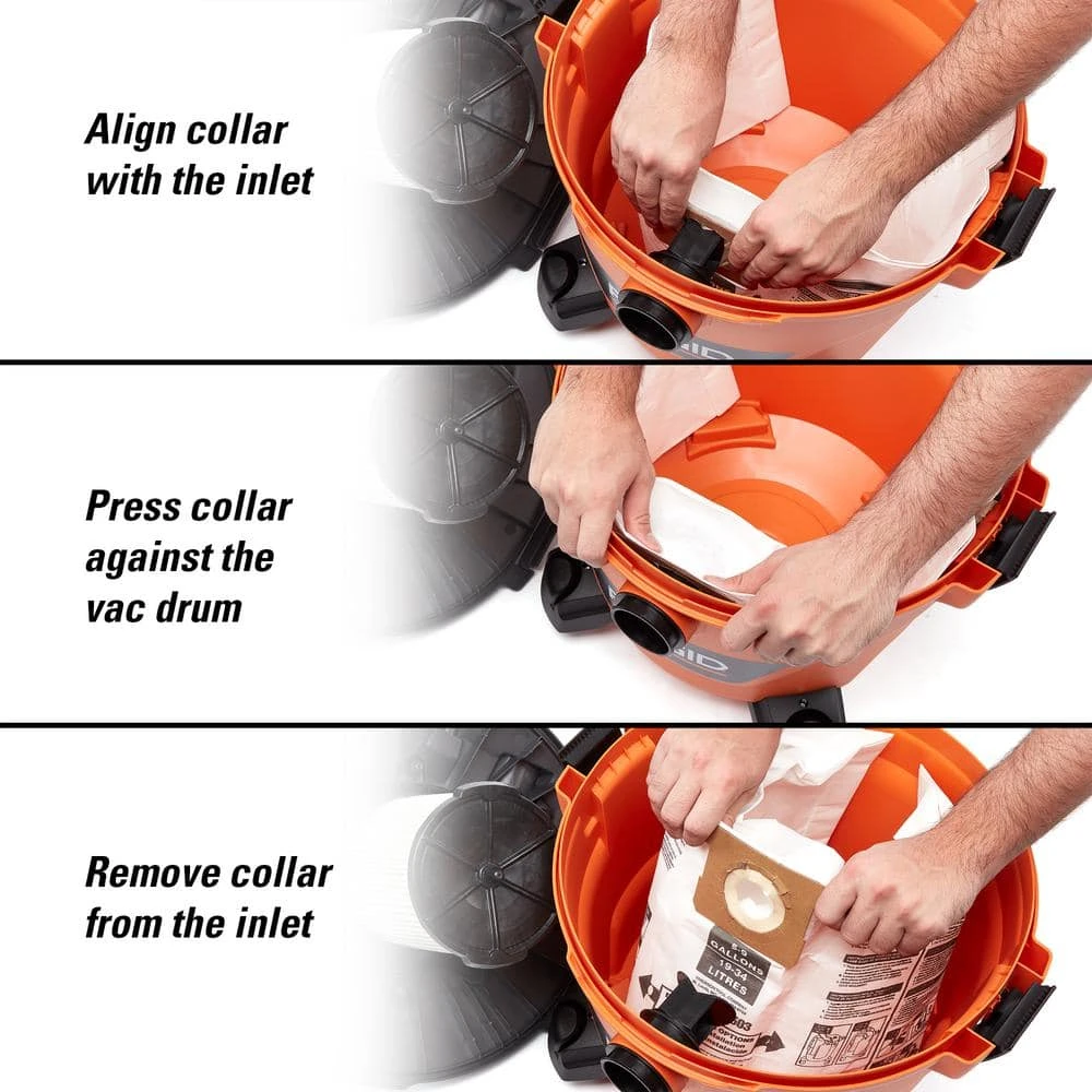 High-Eff. Size B Dust Collection Bags for 5-8 Gal. Shop-Vac Branded Vacs, 5-10 Gal. RIDGID Vacs, except HD0600 (2-Pack) High-Eff. Size B Dust Collection Bags for 5-8 Gal. Shop-Vac Branded Vacs, 5-10 Gal. RIDGID Vacs, except HD0600 (2-Pack) -Appliance Parts Pros Shop ridgid shop vacuum attachments vf3503 a0 1000