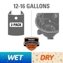 Premium Size A Wet or Dry Dust and Debris Bags for Select 12 to 16 Gallon RIDGID Wet/Dry Shop Vacuums (2-Pack) 14 Premium Size A Wet or Dry Dust and Debris Bags for Select 12 to 16 Gallon RIDGID Wet/Dry Shop Vacuums (2-Pack) -Appliance Parts Pros Shop ridgid shop vacuum attachments vf3702 31 1000