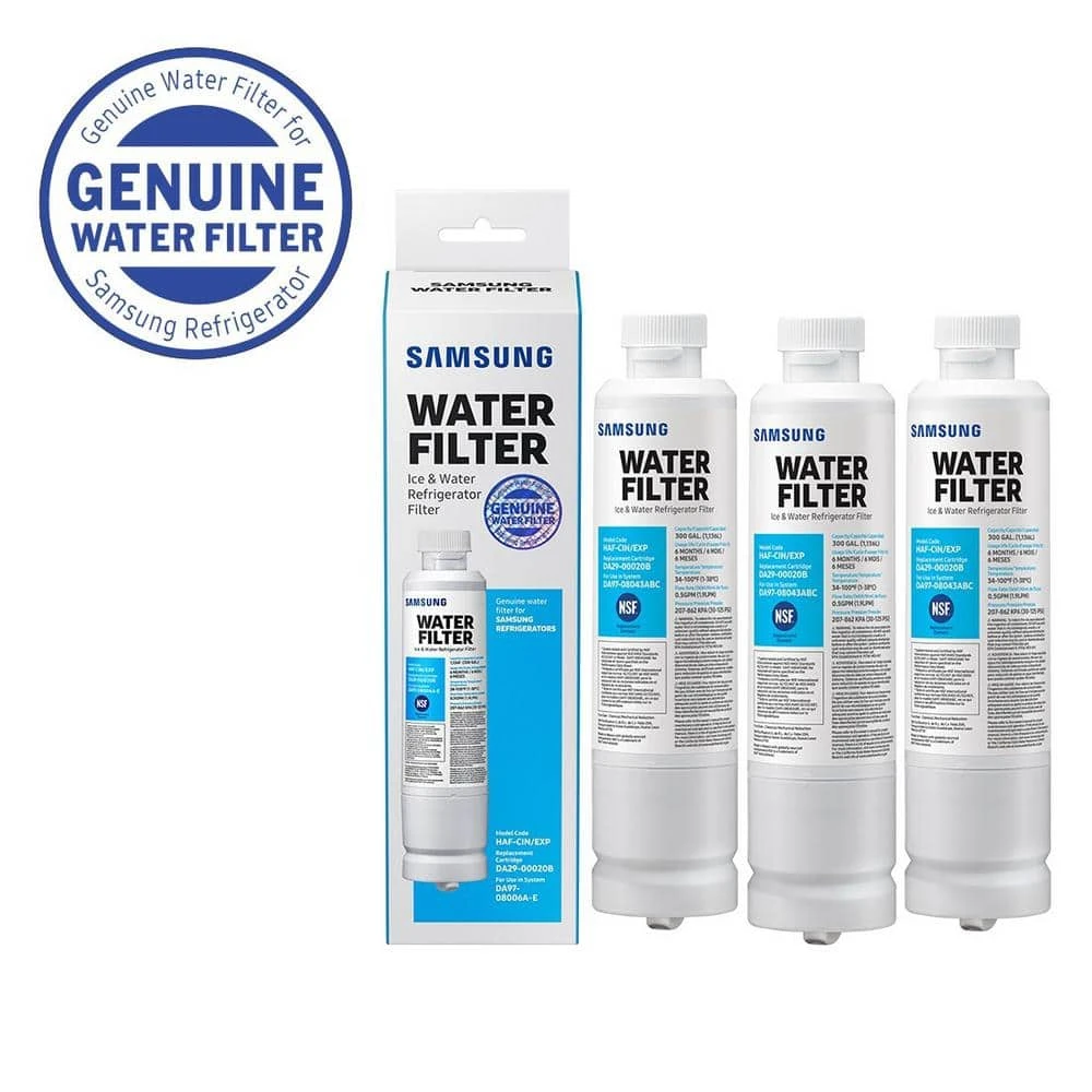 Genuine HAF-CIN/EXP Water Filter for Samsung Refrigerators (3-Pack) Genuine HAF-CIN/EXP Water Filter for Samsung Refrigerators (3-Pack) -Appliance Parts Pros Shop samsung refrigerator water filters haf cin 3p e1 1000
