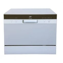 SPT 21 in. Silver Portable Countertop 120-Volt Dishwasher with 7 Cycles with 6 Place Settings Capacity