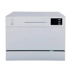 SPT 21 in. Silver Digital Countertop 120-Volt Dishwasher with 6-Cycles with 6-Place Settings Capacity
