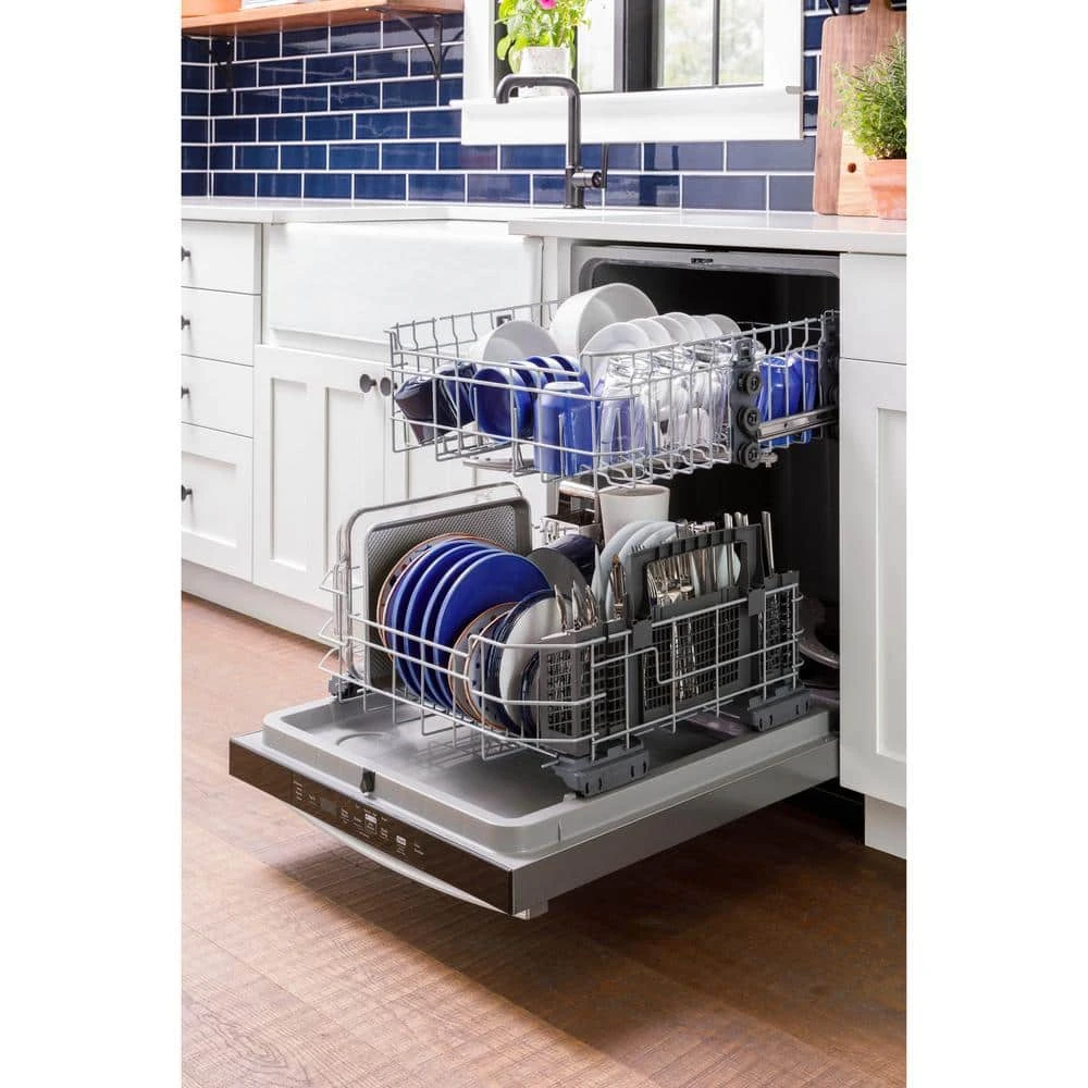 24 in. Fingerprint Resistant Stainless Steel Top Control Built-In Tall Tub Dishwasher with Steam Clean and 52 dBA 24 in. Fingerprint Resistant Stainless Steel Top Control Built-In Tall Tub Dishwasher with Steam Clean and 52 dBA -Appliance Parts Pros Shop stainless steel ge built in dishwashers gdt550pyrfs 1f 1000