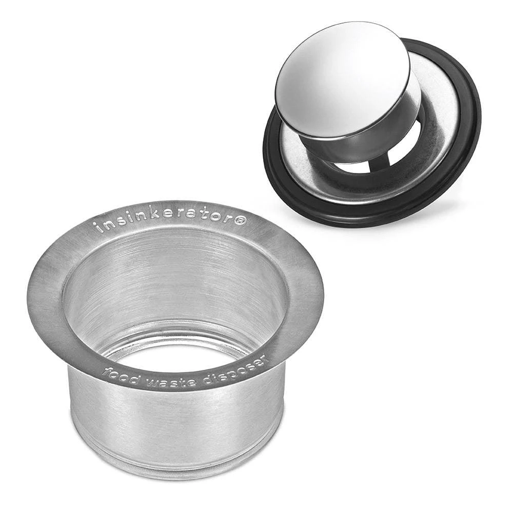 Extended Kitchen Sink Flange & SilverSaver Sink Stopper for InSinkErator Garbage Disposals in Stainless Steel Extended Kitchen Sink Flange & SilverSaver Sink Stopper for InSinkErator Garbage Disposals in Stainless Steel -Appliance Parts Pros Shop stainless steel insinkerator garbage disposal parts flg sslg stp ds 64 1000