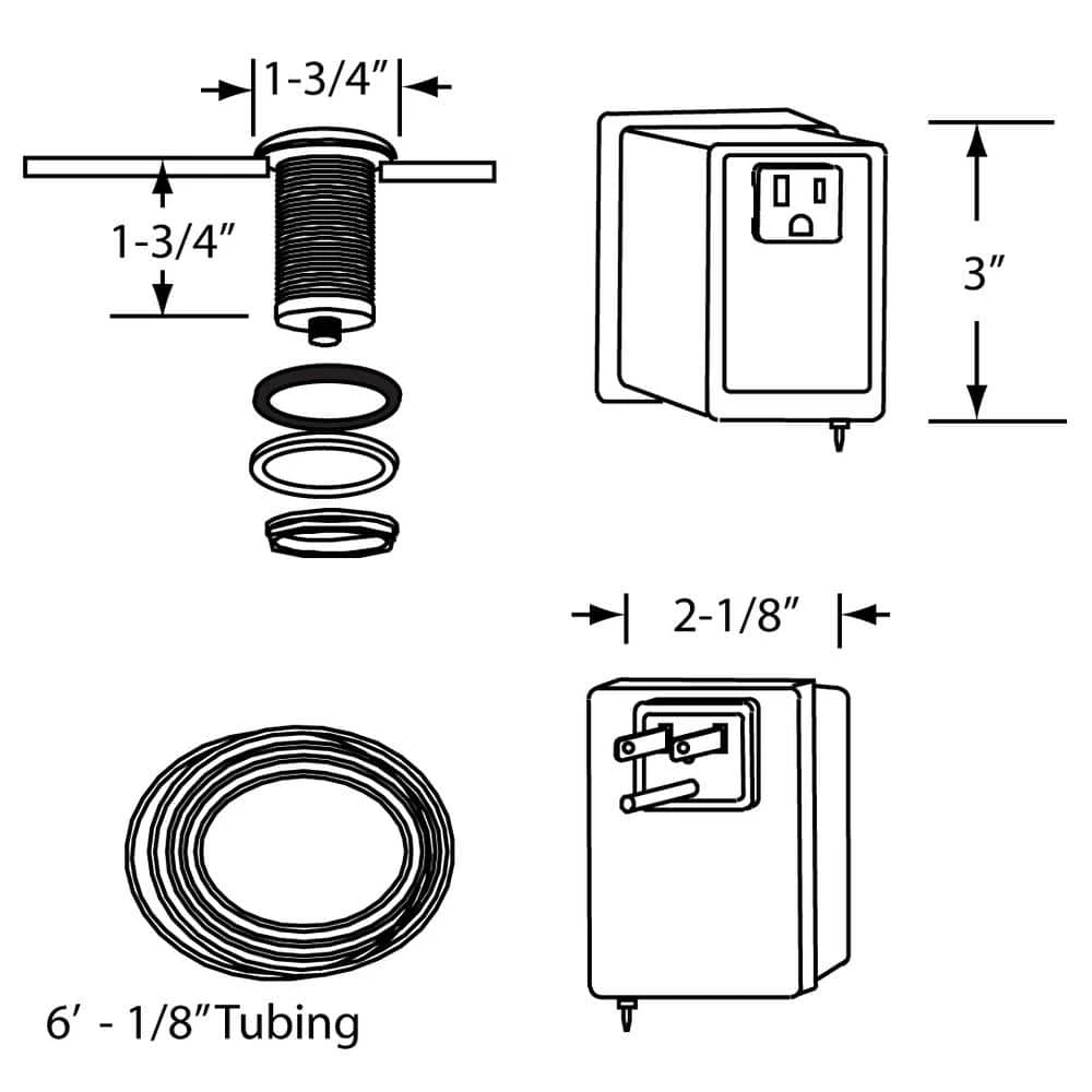 Disposal Air Switch and Single Outlet Control Box, Stainless Steel Westbrass Disposal Air Switch and Single Outlet Control Box, Stainless Steel -Appliance Parts Pros Shop stainless steel westbrass garbage disposal parts asb 20 c3 1000