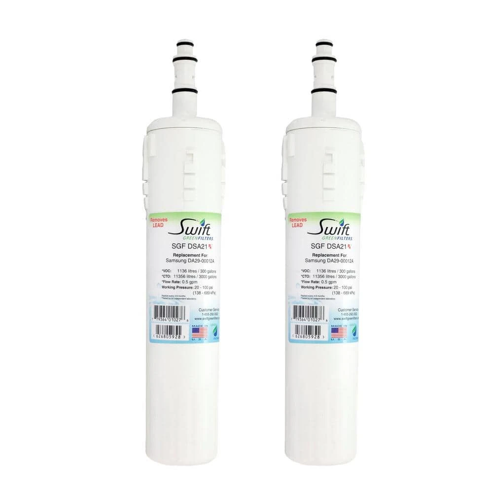 Replacement Water Filter for Samsung DA29-00012A (2-Pack) Swift Green Filters Replacement Water Filter for Samsung DA29-00012A (2-Pack) -Appliance Parts Pros Shop swift green filters refrigerator water filters sgf dsa21 rx 64 1000 2