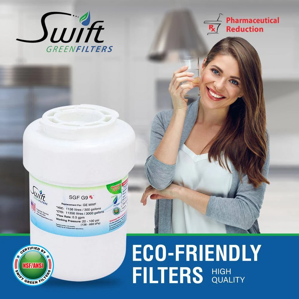 Replacement Water Filter for GE MWF Fits GE Swift Green Filters Replacement Water Filter for GE MWF Fits GE -Appliance Parts Pros Shop swift green filters refrigerator water filters sgf g9 rx c3 1000 2