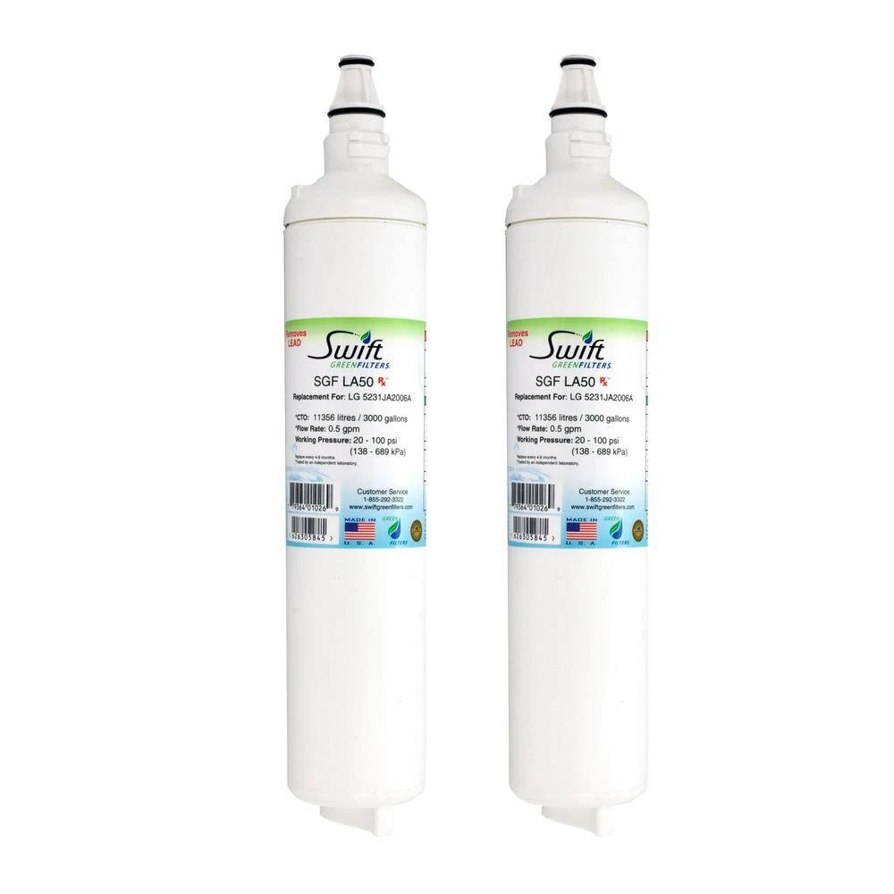 Replacement Water Filter for LG 5231JA2006A (2-Pack) Swift Green Filters Replacement Water Filter for LG 5231JA2006A (2-Pack) -Appliance Parts Pros Shop swift green filters refrigerator water filters sgf la50 rx 64 1000 1