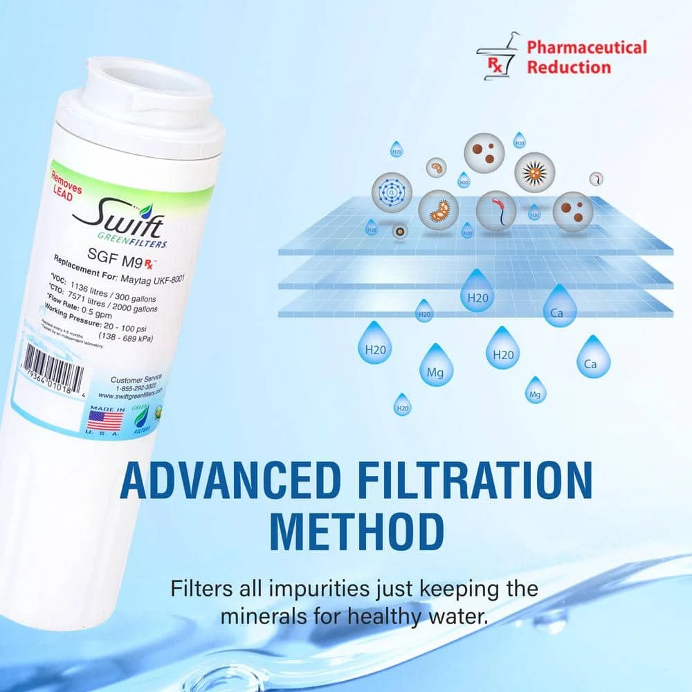 Replacement Water Filter for Maytag UKF-8001 (2-Pack) Swift Green Filters Replacement Water Filter for Maytag UKF-8001 (2-Pack) -Appliance Parts Pros Shop swift green filters refrigerator water filters sgf m9 rx 76 1000 1