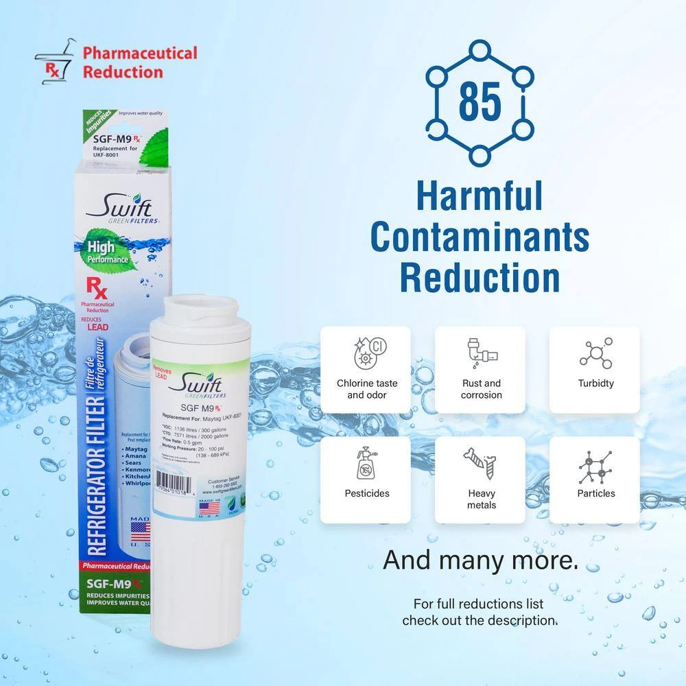 Replacement Water Filter for Maytag UKF-8001 (3-Pack) Swift Green Filters Replacement Water Filter for Maytag UKF-8001 (3-Pack) -Appliance Parts Pros Shop swift green filters refrigerator water filters sgf m9 rx 76 1000