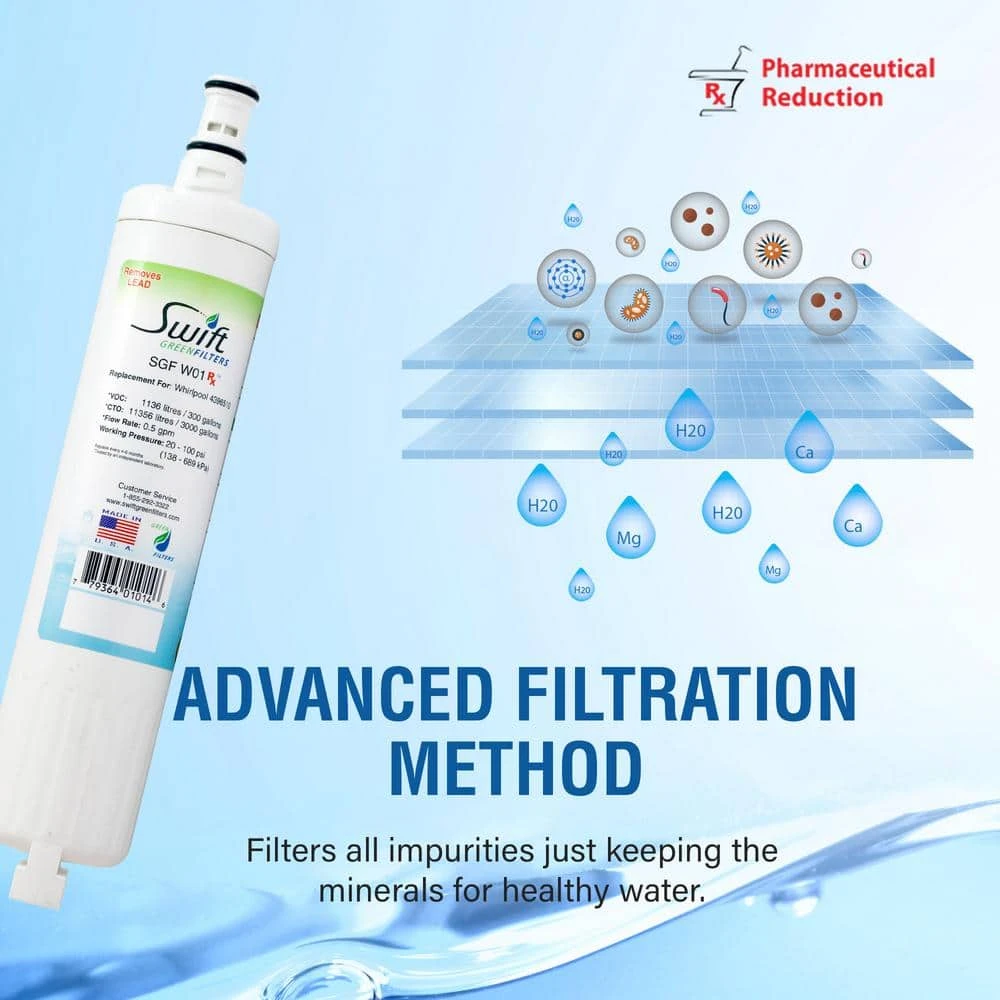 Replacement Water Filter for Whirlpool 4396510 (2-Pack) Swift Green Filters Replacement Water Filter for Whirlpool 4396510 (2-Pack) -Appliance Parts Pros Shop swift green filters refrigerator water filters sgf w01 rx 44 1000 1