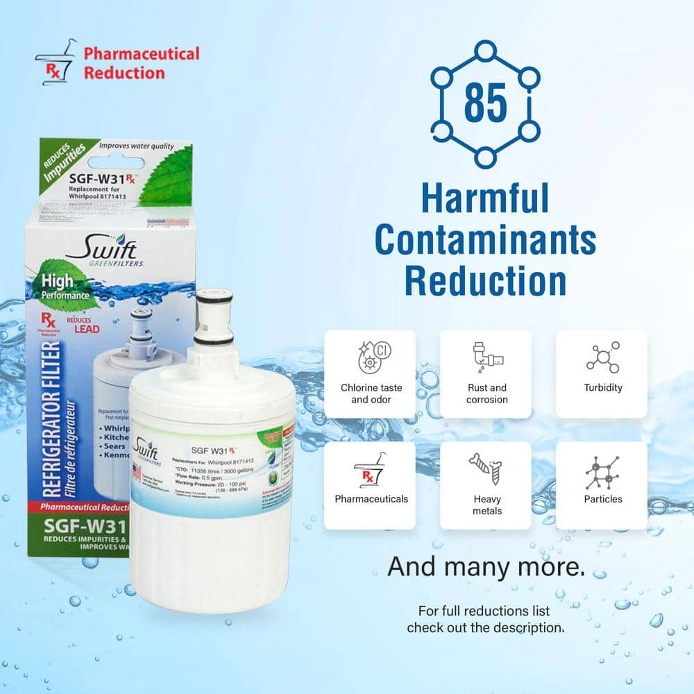 Replacement Water Filter for Whirlpool 8171413 Swift Green Filters Replacement Water Filter for Whirlpool 8171413 -Appliance Parts Pros Shop swift green filters refrigerator water filters sgf w31 rx 1f 1000