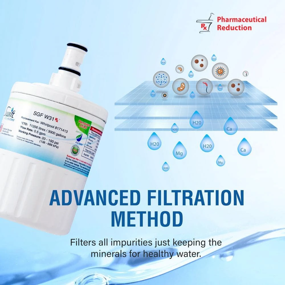 Replacement Water Filter for Whirlpool 8171413 Swift Green Filters Replacement Water Filter for Whirlpool 8171413 -Appliance Parts Pros Shop swift green filters refrigerator water filters sgf w31 rx fa 1000