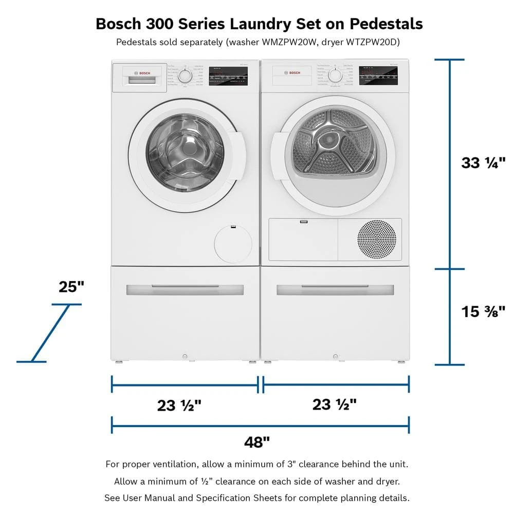 15 in. White Laundry Pedestal with Storage Drawer for Washer Bosch 15 in. White Laundry Pedestal with Storage Drawer for Washer -Appliance Parts Pros Shop white bosch washer and dryer pedestals wmzpw20w c3 1000