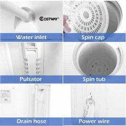 Costway 14 in. 1.6 cu. ft. Portable Top Load Washing Machine Mini Compact Washer Dryer in White -Appliance Parts Pros Shop white costway portable washing machines ep24267 1f 1000