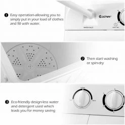 Costway 14 in. 1.6 cu. ft. Portable Top Load Washing Machine Mini Compact Washer Dryer in White -Appliance Parts Pros Shop white costway portable washing machines ep24267 44 1000