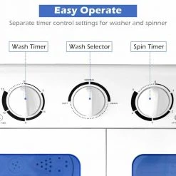 Costway 14 in. 1.6 cu. ft. Portable Top Load Washing Machine Mini Compact Washer Dryer in White -Appliance Parts Pros Shop white costway portable washing machines ep24267 76 1000