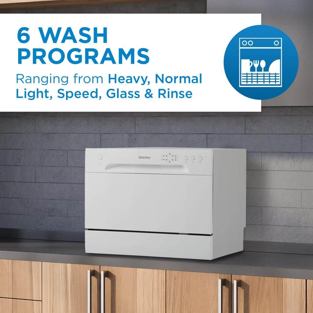 24 in. White CounterTop Front Control Dishwasher with 6-Cycles, 6 Place Settings Capacity Danby 24 in. White CounterTop Front Control Dishwasher with 6-Cycles, 6 Place Settings Capacity -Appliance Parts Pros Shop white danby countertop dishwashers ddw621wdb fa 1000