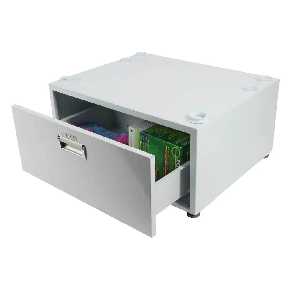 23.6 in. High Laundry Pedestal in 10 in. with Drawer in White Equator 23.6 in. High Laundry Pedestal in 10 in. with Drawer in White -Appliance Parts Pros Shop white equator washer and dryer pedestals pdl 4455 w 1f 1000