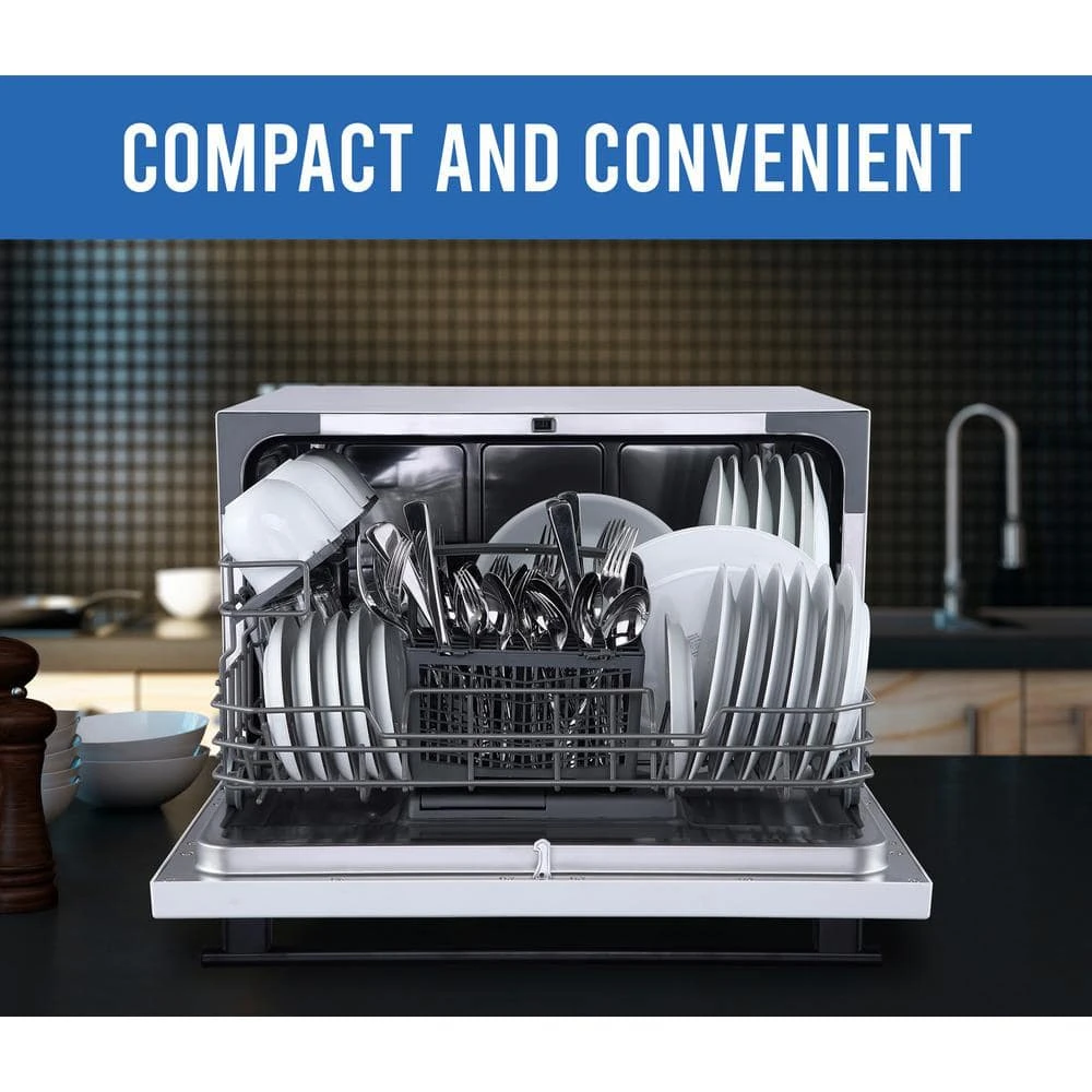 Professional White/Glass Door Countertop Dishwasher with 6-Place Setting Capacity Farberware Professional White/Glass Door Countertop Dishwasher with 6-Place Setting Capacity -Appliance Parts Pros Shop white farberware countertop dishwashers fcd06aswwhc 4f 1000