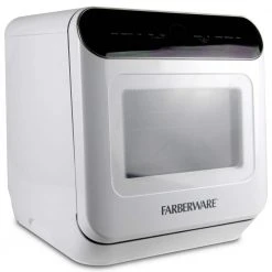 Farberware Complete 18 in. White Portable Countertop Dishwasher with UV Light, 5 Wash Programs, Glass Door