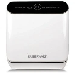 Farberware FCDMSDWH Complete Portable Countertop Dishwasher, 2 Place Settings, 5 Wash Programs, Digital Controls, White