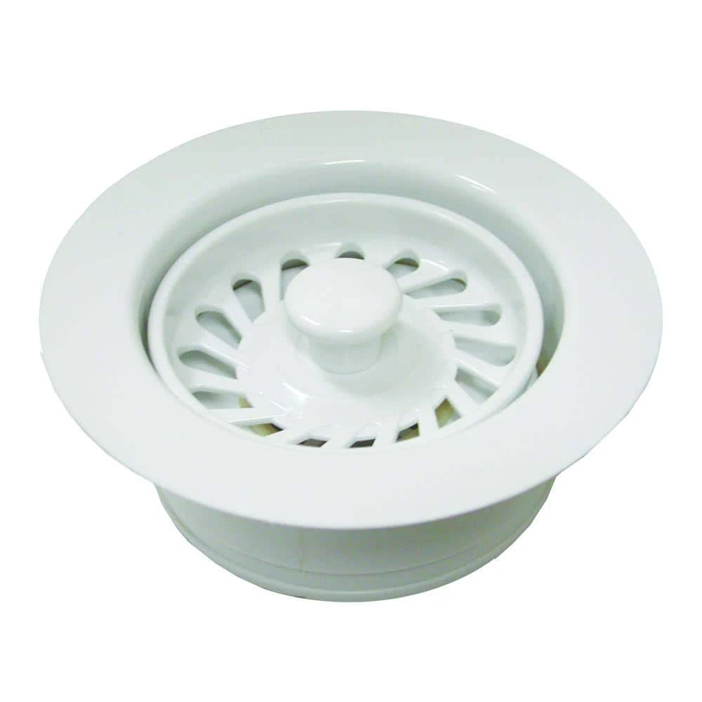 Push-In Kitchen Garbage Disposal Assembly (Flange/Stopper/Strainer) in Polar White JONES STEPHENS Push-In Kitchen Garbage Disposal Assembly (Flange/Stopper/Strainer) in Polar White -Appliance Parts Pros Shop white jones stephens garbage disposal parts b03001 64 1000