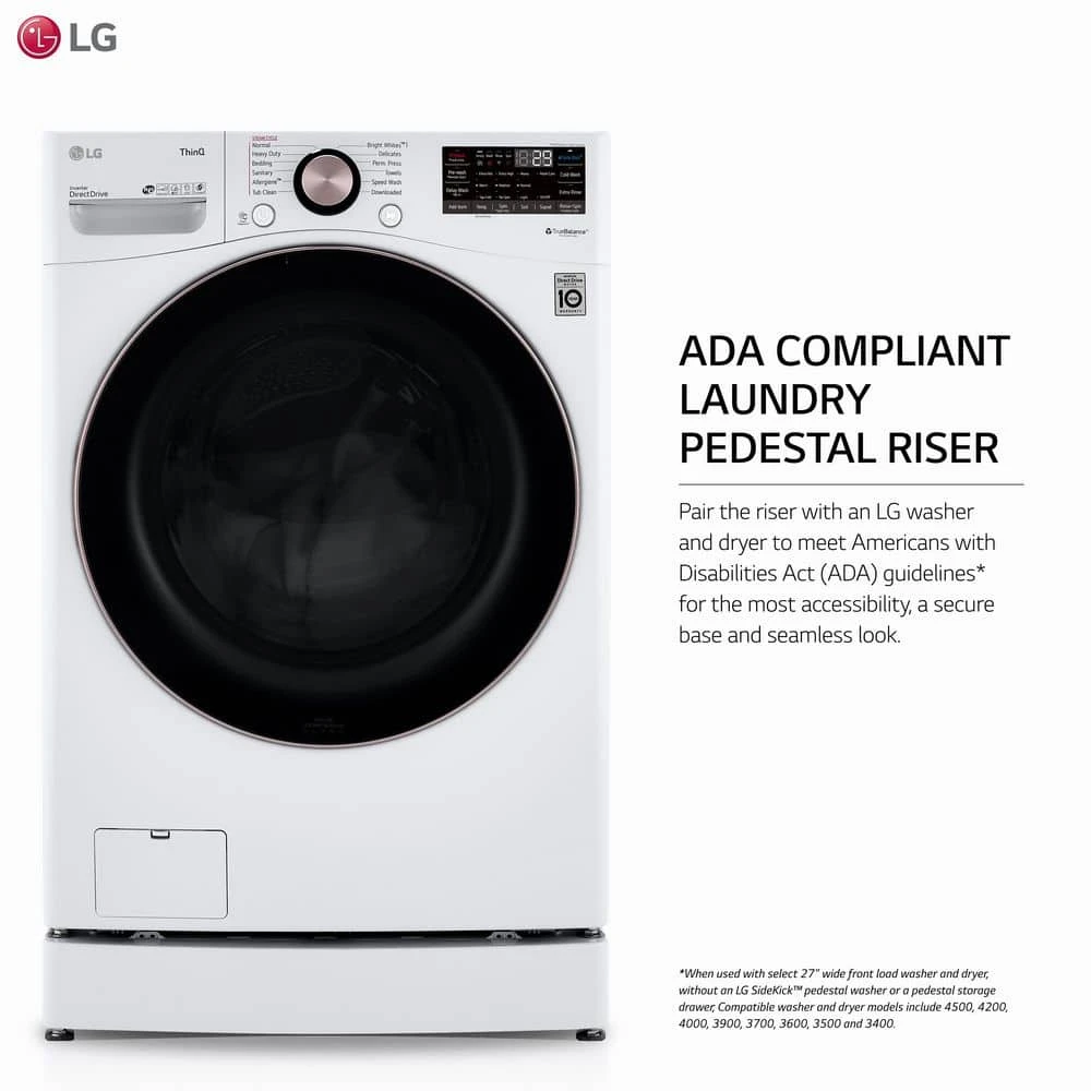 27 in. ADA Compliant Laundry Pedestal Riser in White LG Electronics 27 in. ADA Compliant Laundry Pedestal Riser in White -Appliance Parts Pros Shop white lg electronics washer and dryer pedestals wdps1w fa 1000