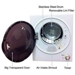 Panda 3.5 cu.ft. 110-Volt Compact Portable Electric Laundry Dryer, White and Black 5 Panda 3.5 cu.ft. 110-Volt Compact Portable Electric Laundry Dryer, White and Black -Appliance Parts Pros Shop white panda electric dryers pan760sf 1f 1000