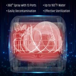 Razorri 17 in. White Portable Countertop Dishwasher - Compact for 4-Sets of Tableware, 7-Place Settings and Washing Modes 9 Razorri 17 in. White Portable Countertop Dishwasher - Compact for 4-Sets of Tableware, 7-Place Settings and Washing Modes -Appliance Parts Pros Shop white razorri countertop dishwashers comodo cdw04a 1f 1000