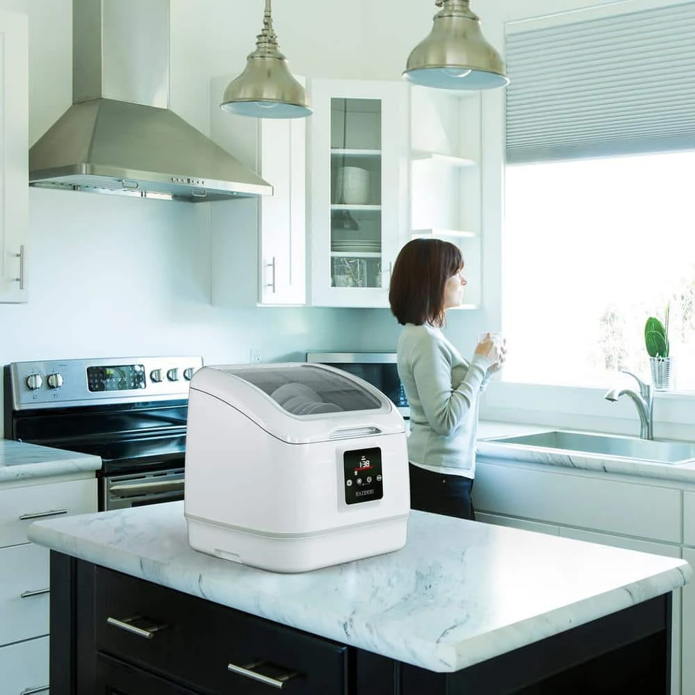 17 in. White Portable Countertop Dishwasher - Compact for 4-Sets of Tableware, 7-Place Settings and Washing Modes Razorri 17 in. White Portable Countertop Dishwasher - Compact for 4-Sets of Tableware, 7-Place Settings and Washing Modes -Appliance Parts Pros Shop white razorri countertop dishwashers comodo cdw04a 31 1000