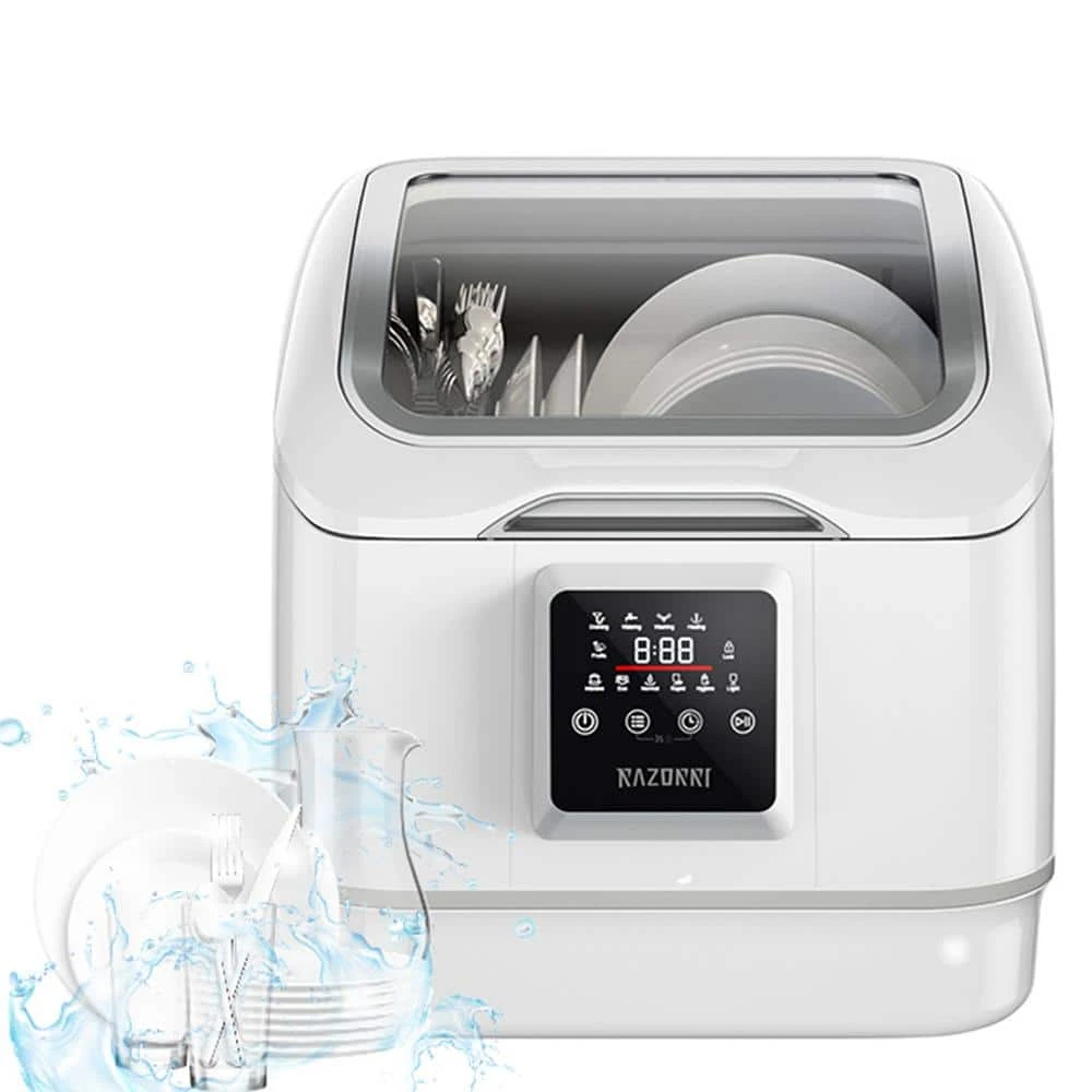 17 in. White Portable Countertop Dishwasher - Compact for 4-Sets of Tableware, 7-Place Settings and Washing Modes Razorri 17 in. White Portable Countertop Dishwasher - Compact for 4-Sets of Tableware, 7-Place Settings and Washing Modes -Appliance Parts Pros Shop white razorri countertop dishwashers comodo cdw04a a0 1000