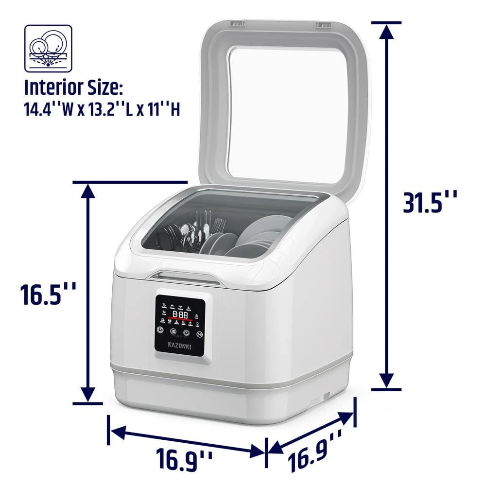 17 in. White Portable Countertop Dishwasher - Compact for 4-Sets of Tableware, 7-Place Settings and Washing Modes Razorri 17 in. White Portable Countertop Dishwasher - Compact for 4-Sets of Tableware, 7-Place Settings and Washing Modes -Appliance Parts Pros Shop white razorri countertop dishwashers comodo cdw04a fa 1000