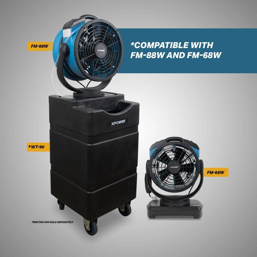 WT-90 Portable Mobile Water Reservoir Tank for FM-68W, FM-88W, and FM-65WB Misting Fan, 90 Liter, 24 Gallon, Wheels XPOWER WT-90 Portable Mobile Water Reservoir Tank for FM-68W, FM-88W, and FM-65WB Misting Fan, 90 Liter, 24 Gallon, Wheels -Appliance Parts Pros Shop xpower portable fan parts wt 90 c3 1000